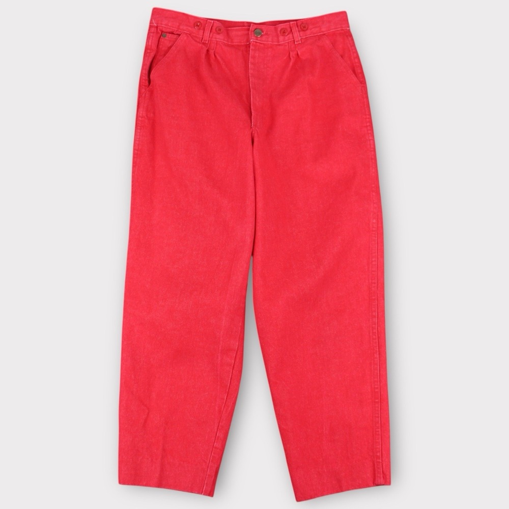 Vintage Cotler Red Denim Jeans USA Made Mens 34x28 Straight Leg Workwear